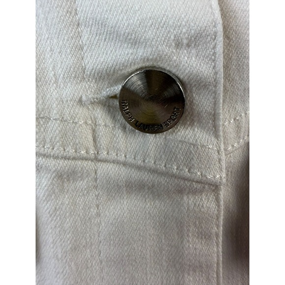 Vintage 90s Ralph Lauren Sport White Denim Jacket Trucker Women's Size Large - Picture 3 of 10